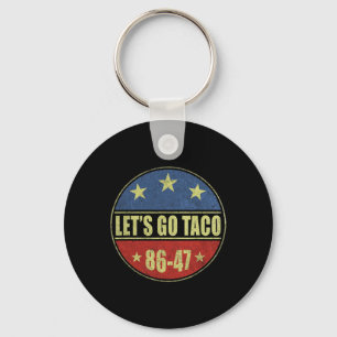 Taco Funny Let's Go Taco Retro Button Keychain