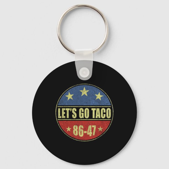 Taco Funny Let's Go Taco Retro Button  Keychain (Front)