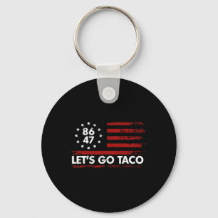 Taco Funny Let's Go Taco Shirt American Flag Patri Keychain