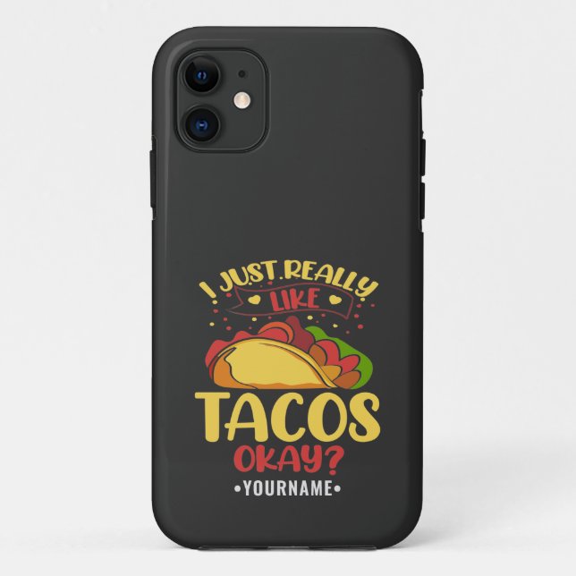 Taco Funny Saying I Just Really Like Tacos Case-Mate iPhone Case (Back)