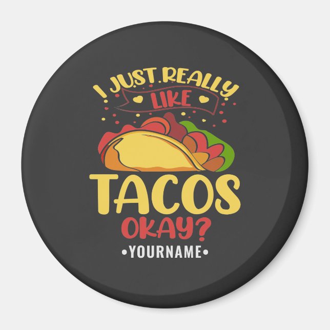 Taco Funny Saying I Just Really Like Tacos Magnet (Front)