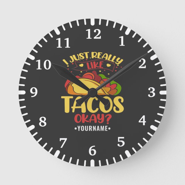 Taco Funny Saying I Just Really Like Tacos Round Clock (Front)