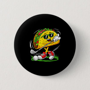 Taco golf player cinco de mayo mexican golfer food 2 inch round button