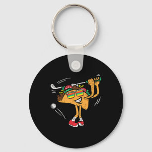 Taco Golf Player Cinco De Mayo Mexican Golfer Food Keychain