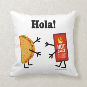Taco & Hot Sauce - Hola! Throw Pillow