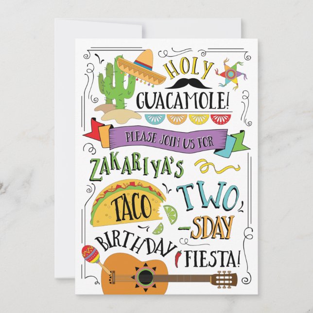 Taco Invitation à deux jours de fête d'anniversair (Devant)