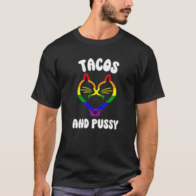 Taco Lesbian Pride Gay Pride Stuff Cats And Tacos T-Shirt (Front)