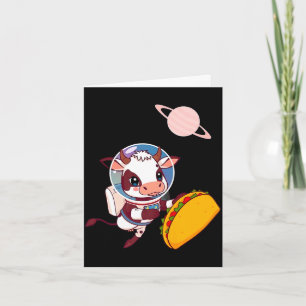 Taco lover cow astronaut celebrates cinco de mayo card