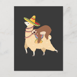 Taco Loving Animals Lazy Sloth Riding Llama Postcard