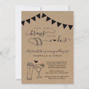 Taco Marg Brew Before I Dos Couples' Bridal Shower Invitation