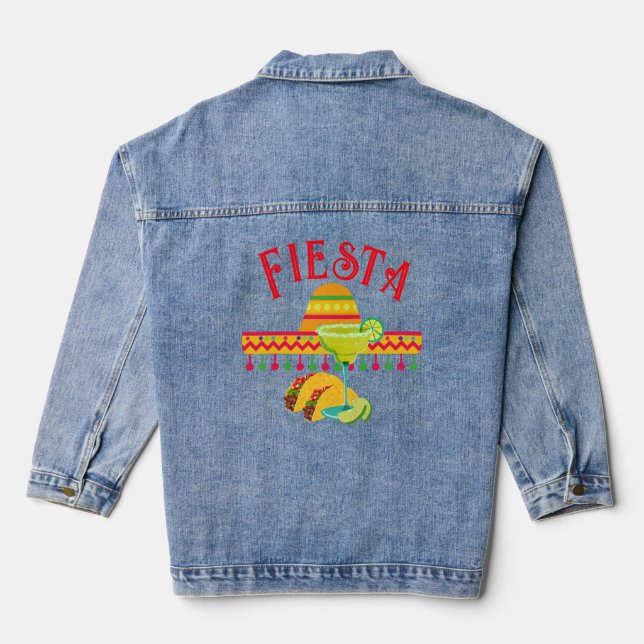 Taco & Margarita Fiesta Denim Jacket (Back)