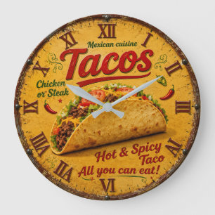 Taco Mexican Kitchen Rustic Restaurant  Large Clock