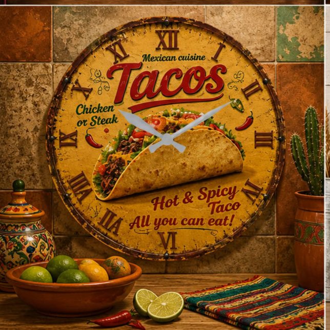 Taco Mexican Kitchen Rustic Restaurant  Large Clock (Creator Uploaded)