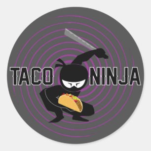 Taco Ninja Design - Stickers Rond Classique