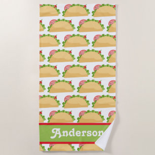Taco Pattern Personalized Beach Towel