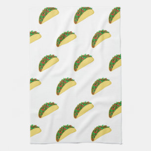 Taco Pattern White Kitchen Towel