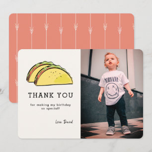 Taco Photo Birthday Terracotta Red Thank You Card