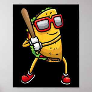 Taco Playing Baseball Mexican Cinco De Mayo Kids M Poster