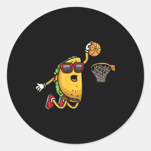Taco Playing Basketball Mexican Cinco De Mayo Kids Classic Round Sticker