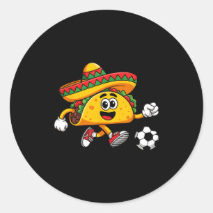 Taco playing soccer mexican cinco de mayo sombrero classic round sticker
