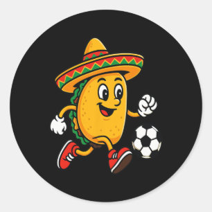 Taco Playing Soccer Mexican Cinco De Mayo Sombrero Classic Round Sticker