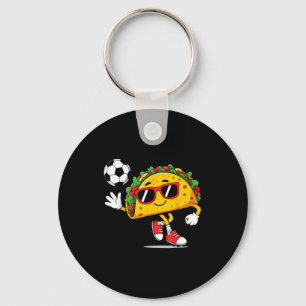 Taco playing soccer mexican cinco de mayo sombrero keychain