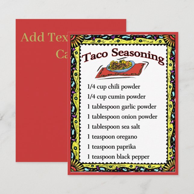Taco Seasoning Cards, add text (Front/Back)