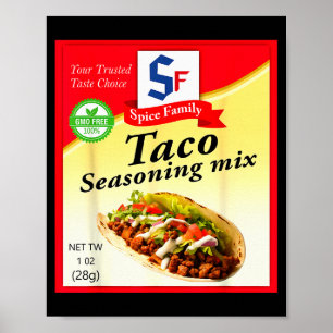 Taco Seasoning Mix Funny Mexico Cinco De Mayo Grou Poster