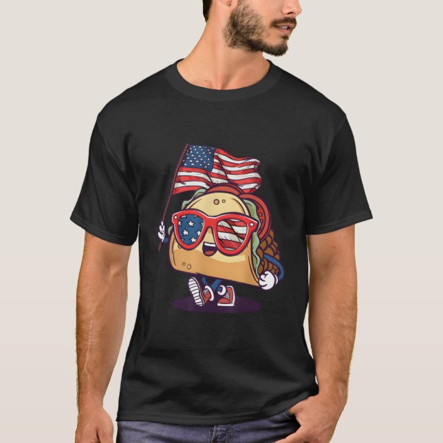 Taco Sunglasses American Flag 4Th Of July T-Shirt (Front)