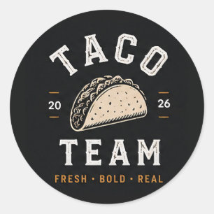 🌮 Taco Team Mexican Restaurant Staff Logo 🌮 Classic Round Sticker