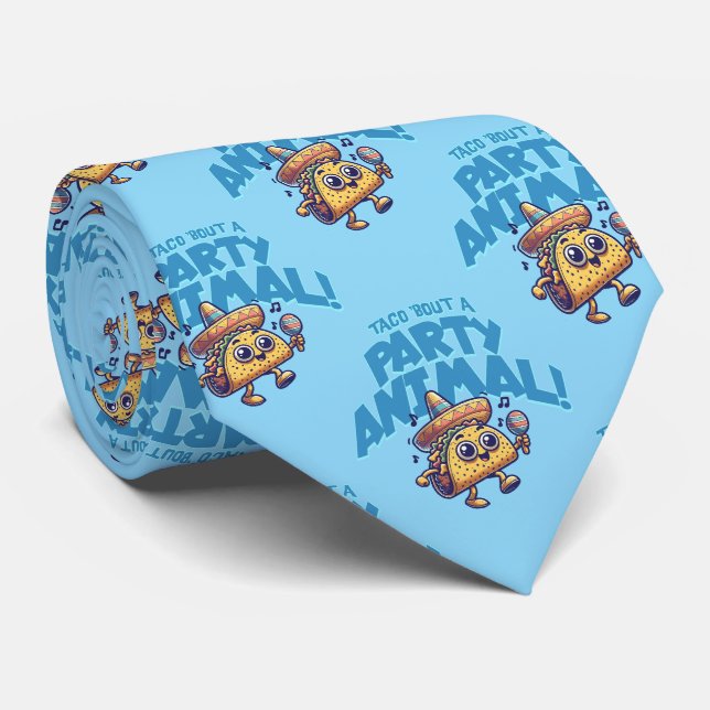 Taco Theme Taco Bout A Party Animal Tie (Rolled)