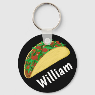 Taco Time Fun Yummy CUSTOM NAME Keychain