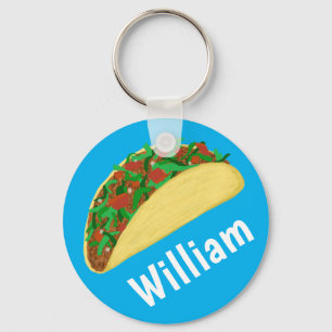 Taco Time Fun Yummy CUSTOM NAME Keychain