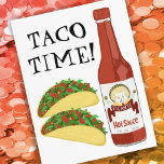 TACO TIME Spicy Hot Sauce Cat Maracas Postcard<br><div class="desc">It's TACO TIME! Check out this fun and spicy hot sauce with a cat shaking his maracas. Customize with your own text! Take a look at my shop for more!</div>