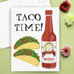 TACO TIME Spicy Hot Sauce Cat Maracas Postcard<br><div class="desc">It's TACO TIME! Check out this fun and spicy hot sauce with a cat shaking his maracas. Customize with your own text! Take a look at my shop for more!</div>