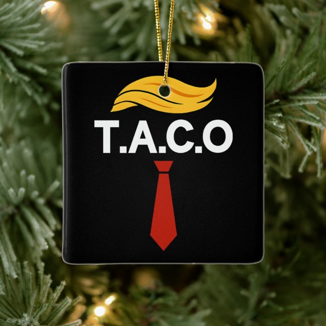 Taco Trump Always Chickens Out Ceramic Ornament (Tree)