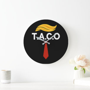 Taco Trump Always Chickens Out Large Clock