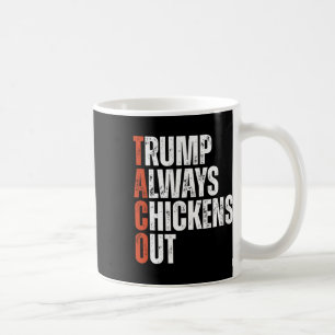 Taco Trump Always Chickens Out Saying Funny Tariff Coffee Mug