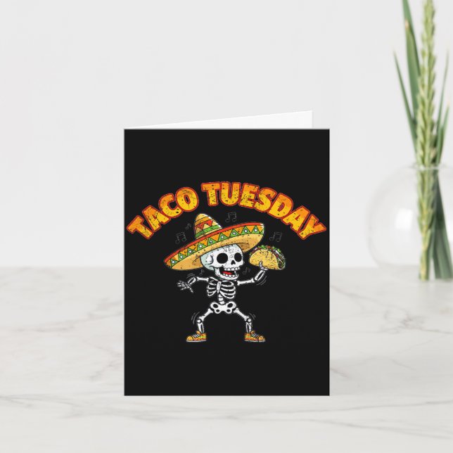 Taco tuesday dancing skeleton funny cinco de mayo card (Front)