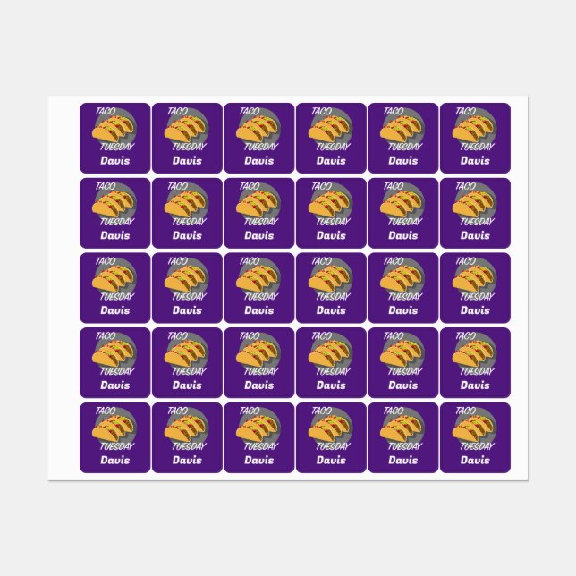 Taco Tuesday Design - Small Square Clothing Label  (Sheet)