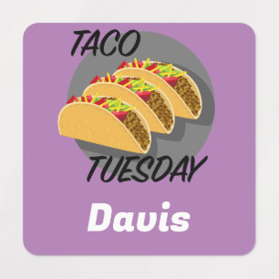 Taco Tuesday Design - Small Square Clothing Label 