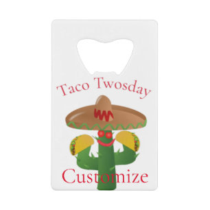 Taco Tuesday Saguaro Cactus Thunder_Cove Credit Card Bottle Opener