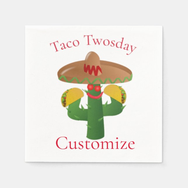 Taco Tuesday Saguaro Cactus Thunder_Cove Napkin (Front)