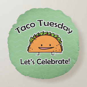 Taco Tuesday shell cheese Mexican food tortilla Round Pillow