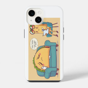 Taco Tuesday Therapy - Funny Cartoon Food Art iPhone 14 Case
