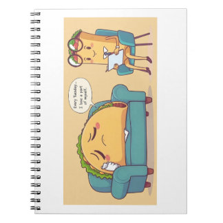 Taco Tuesday Therapy - Funny Cartoon Food Art Notebook