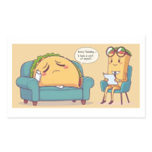 Taco Tuesday Therapy - Funny Cartoon Food Art