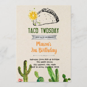 Taco two-day birthday invitation