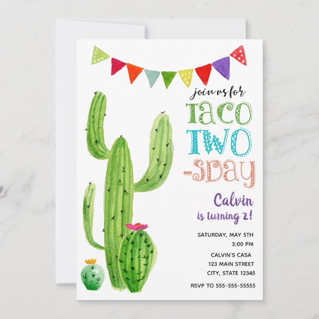 Taco Twos-day Birthday invitation (Front)
