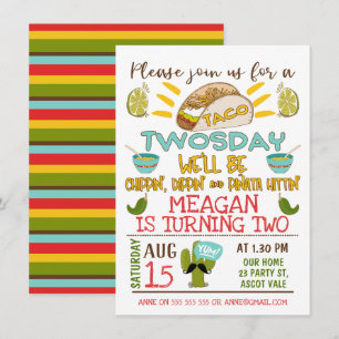 Taco Twosday 2e anniversaire Invitation